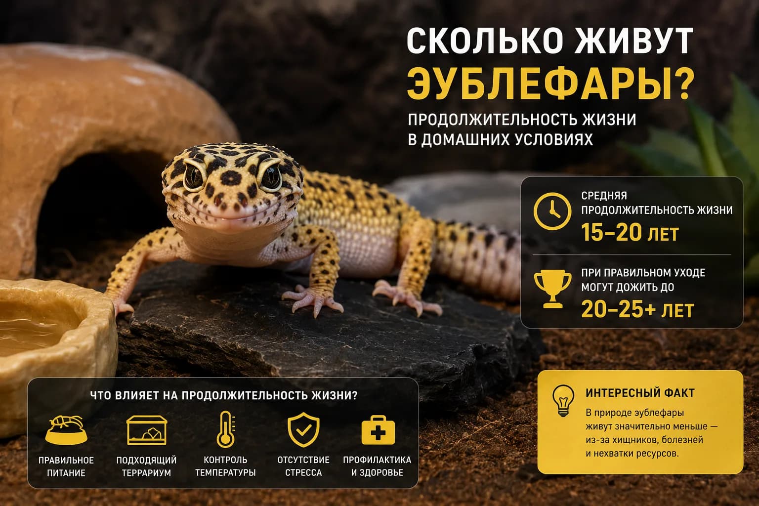 Сколько живут эублефары: продолжительность жизни в домашних условиях